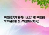 中國的汽車名有什么(介紹 中國的汽車名有什么 詳細情況如何)