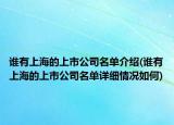 誰有上海的上市公司名單介紹(誰有上海的上市公司名單詳細(xì)情況如何)