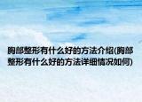 胸部整形有什么好的方法介紹(胸部整形有什么好的方法詳細情況如何)
