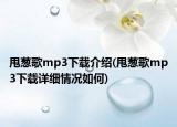 甩蔥歌mp3下載介紹(甩蔥歌mp3下載詳細(xì)情況如何)