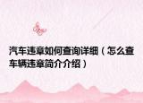 汽車違章如何查詢詳細（怎么查車輛違章簡介介紹）