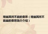 增益其所不能的意思（增益其所不能益的意思簡介介紹）