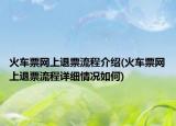 火車票網(wǎng)上退票流程介紹(火車票網(wǎng)上退票流程詳細(xì)情況如何)