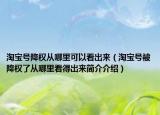 淘寶號降權(quán)從哪里可以看出來（淘寶號被降權(quán)了從哪里看得出來簡介介紹）