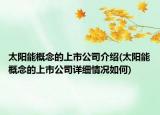 太陽能概念的上市公司介紹(太陽能概念的上市公司詳細(xì)情況如何)