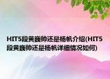 HIT5段黃巍帥還是楊帆介紹(HIT5段黃巍帥還是楊帆詳細情況如何)