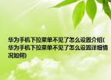 華為手機(jī)下拉菜單不見了怎么設(shè)置介紹(華為手機(jī)下拉菜單不見了怎么設(shè)置詳細(xì)情況如何)