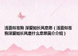 淺喜似蒼狗 深愛如長風(fēng)意思（淺喜似蒼狗深愛如長風(fēng)是什么意思簡介介紹）