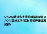 OAOA(丟掉名字性別)(歌詞介紹 OAOA(丟掉名字性別) 歌詞詳細情況如何)