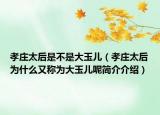 孝莊太后是不是大玉兒（孝莊太后為什么又稱為大玉兒呢簡介介紹）