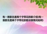 有一首歌名是兩個字帶花的歌介紹(有一首歌名是兩個字帶花的歌詳細情況如何)