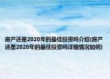 房產(chǎn)還是2020年的最佳投資嗎介紹(房產(chǎn)還是2020年的最佳投資嗎詳細(xì)情況如何)