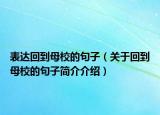 表達回到母校的句子（關(guān)于回到母校的句子簡介介紹）