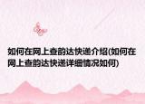 如何在網(wǎng)上查韻達快遞介紹(如何在網(wǎng)上查韻達快遞詳細情況如何)