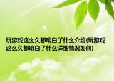 玩游戲這么久都明白了什么介紹(玩游戲這么久都明白了什么詳細(xì)情況如何)