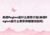 單詞Region是什么意思介紹(單詞Region是什么意思詳細情況如何)