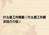 什么是工作概要（什么是工作要求簡(jiǎn)介介紹）