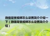 微信背景視頻怎么設置簡介介紹一下（微信背景視頻怎么設置簡介介紹）