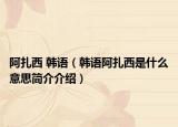 阿扎西 韓語（韓語阿扎西是什么意思簡(jiǎn)介介紹）