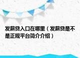 發(fā)薪貸入口在哪里（發(fā)薪貸是不是正規(guī)平臺(tái)簡(jiǎn)介介紹）