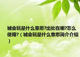 城會玩是什么意思?出處在哪?怎么使用?（城會玩是什么意思簡介介紹）