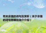 有關(guān)親情的詩句及賞析（關(guān)于親情的詩句有哪些簡(jiǎn)介介紹）