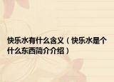 快樂水有什么含義（快樂水是個(gè)什么東西簡(jiǎn)介介紹）