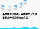 余額寶怎樣升級(jí)（余額寶怎么升級(jí)余額寶升級(jí)流程簡(jiǎn)介介紹）