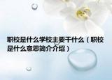 職校是什么學(xué)校主要干什么（職校是什么意思簡(jiǎn)介介紹）