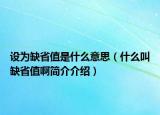 設為缺省值是什么意思（什么叫缺省值啊簡介介紹）