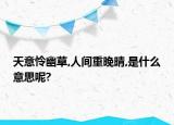 天意憐幽草,人間重晚晴,是什么意思呢?