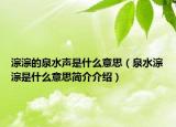 淙淙的泉水聲是什么意思（泉水淙淙是什么意思簡(jiǎn)介介紹）