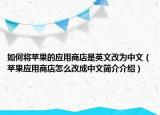 如何將蘋果的應(yīng)用商店是英文改為中文（蘋果應(yīng)用商店怎么改成中文簡介介紹）