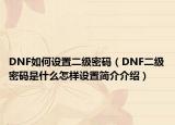 DNF如何設(shè)置二級密碼（DNF二級密碼是什么怎樣設(shè)置簡介介紹）