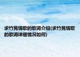 求竹苑情歌的歌詞介紹(求竹苑情歌的歌詞詳細情況如何)