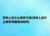 浮華人生什么意思介紹(浮華人生什么意思詳細(xì)情況如何)