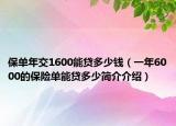 保單年交1600能貸多少錢（一年6000的保險單能貸多少簡介介紹）