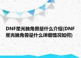 DNF星光獨角獸是什么介紹(DNF星光獨角獸是什么詳細情況如何)