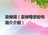 哀悼詞（哀悼母親短句簡(jiǎn)介介紹）