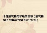 個性霸氣的句子經(jīng)典語句（霸氣的句子 經(jīng)典霸氣句子簡介介紹）