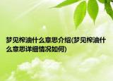 夢見榨油什么意思介紹(夢見榨油什么意思詳細情況如何)