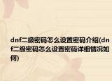 dnf二級(jí)密碼怎么設(shè)置密碼介紹(dnf二級(jí)密碼怎么設(shè)置密碼詳細(xì)情況如何)
