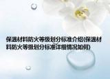 保溫材料防火等級劃分標準介紹(保溫材料防火等級劃分標準詳細情況如何)