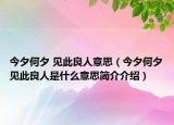 今夕何夕 見此良人意思（今夕何夕見此良人是什么意思簡介介紹）