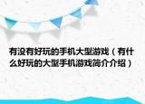 有沒(méi)有好玩的手機(jī)大型游戲（有什么好玩的大型手機(jī)游戲簡(jiǎn)介介紹）