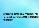 project(portfolio是什么意思介紹 project portfolio是什么意思詳細(xì)情況如何)