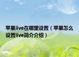 蘋果live在哪里設置（蘋果怎么設置live簡介介紹）