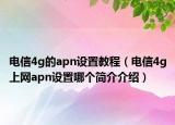 電信4g的apn設(shè)置教程（電信4g上網(wǎng)apn設(shè)置哪個簡介介紹）