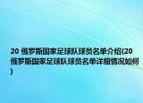 20?俄羅斯國(guó)家足球隊(duì)球員名單介紹(20?俄羅斯國(guó)家足球隊(duì)球員名單詳細(xì)情況如何)