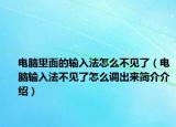 電腦里面的輸入法怎么不見了（電腦輸入法不見了怎么調(diào)出來簡介介紹）